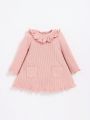 SHEIN Baby Girl Ruffle Trim Pocket Patched Dress