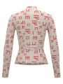 EDUVISMO ART Women's Full Print Stand Collar Long Sleeve Top