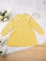 Little Girls' Yellow Collared Sweater Dress