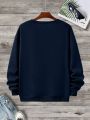 Men's Plus Size Text Print Round Neck Casual Sweatshirt