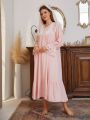 Contrast Lace Flounce Sleeve Ruffle Hem Nightdress