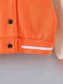 Young Girl Letter Patched Colorblock Varsity Jacket