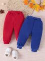 Baby Girl 2pcs Contrast Tape Side Sweatpants