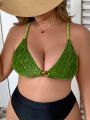 SHEIN Swim Chicsea Plus Size Solid Color Textured Swimsuit Top