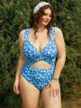 SHEIN Swim Mod Plus Size Women's One Piece Swimsuit With Floral Print