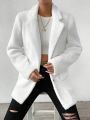 SHEIN Essnce Lapel Neck Flap Detail Teddy Coat