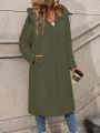 Zipper Hooded Coat With Warm Lining