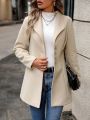 Women's Turn-down Collar Long Sleeve Woolen Coat