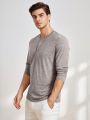 Manfinity Homme Men'S Solid Color Knit Casual Long Sleeve T-Shirt