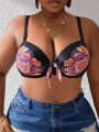 Heremeow Plus Size Printed Swimwear Top