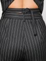 Luxe Pinstripe Crisscross Vest & Pants Set