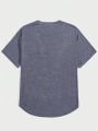 SHEIN Extended Sizes Men Plus 4pcs Marled Knit Patched Pocket Tee