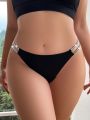 Women'S Plus Size Hollow Out Glitter Detail Elastic Band Panties