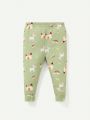 Cozy Cub Baby Girl Snug Fit Pajama Set With Cartoon Pattern, Long Sleeve Round Neck Top And Long Pants