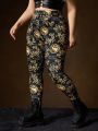 HOUSE OF THE DRAGON X SHEIN Plus Size Dragon And Letter Pattern Leggings