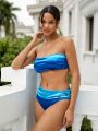 SHEIN Swim Chicsea Women's Fashionable Vacation Style Strapless Swimsuit Set