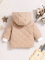 Fashionable Baby Girls' Khaki Jacket With Hood And Zipper