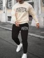 Men's Plus Size Letter Printed Hoodie And Sweatpants Set