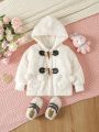 SHEIN Baby Girl Dual Pocket Duffle Flannel Hooded Coat