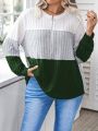 SHEIN Essnce Plus Colorblock Half Zip Sweatshirt