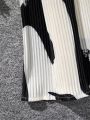 SHEIN Kids FANZEY Tween Girls' Irregular Pattern Elastic Waist Pleated Skirt