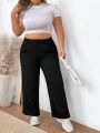 SHEIN Plus Size Solid Color Casual Straight Pants