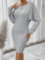 SHEIN Essnce Batwing Sleeve Ribbed Knit Bodycon Dress