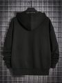 SHEIN Extended Sizes Men Plus Slogan Graphic Drop Shoulder Hoodie