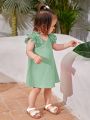 SHEIN Baby Girl's Dress With Small Angel Sleeves, Elegant Style