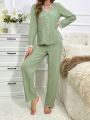 Lace Trim Pocket Patched PJ Set