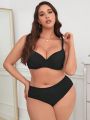 Plus Solid Underwire Lingerie Set