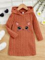 SHEIN Young Girl Cartoon Graphic Hooded Dress