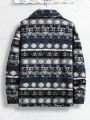 Men Geo Print Teddy Jacket