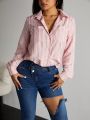 SHEIN SXY Women's Solid Color Double Pocket Shirt
