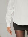 Luxe Solid Off-Shoulder Long Sleeve Blouse