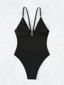 SHEIN Swim BAE Women's Adjustable Shoulder Strap One-piece Swimsuit