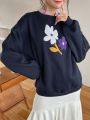 FriFul Floral Print Drop Shoulder 2 In 1 Sweatshirt