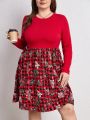 SHEIN LUNE Plus Christmas Print A-line Dress