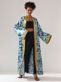 LAZYSMILE SHEIN X LAZYSMILE Womens Printed Kimono Jacket