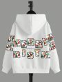 Girls Letter Graphic Hooded Neck Thermal Lined Sweatshirt