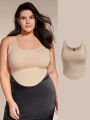 SHEIN BASICS Women'S Plus Size Solid Color Round Hem Tank Top