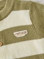 Baby Boy Two Tone Letter Patched Detail Cardigan