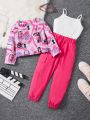 Girls' (little) Cartoon Comic Pattern Casual Suit