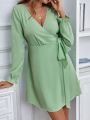 Ladies' Solid Color Wrap Dress