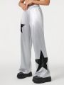 Le freak c est chic Women's Elastic Waist Contrast Star Pattern Wide Leg Pants