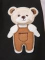 Baby Boys' Casual Fashionable Color-blocked Baseball Jacket With Bear Embroidery