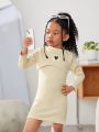 SHEIN Kids CHARMNG Toddler Girls' Sweet & Casual & Trendy Slim Fit Elegant Dress 2pcs/set