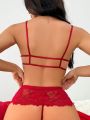 Women'S Burgundy Sexy Lingerie 2pcs/Set (Valentine'S Day Collection)