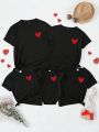 1pc Baby Girls' Heart Pattern Short Sleeve Bodysuit