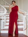 Plus One Shoulder Split Thigh Bridesmaid Dress